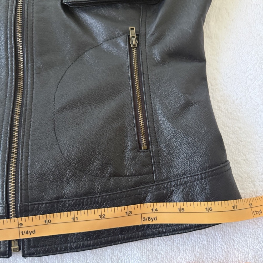 Y2k Vintage Rampage 100% Leather Jacket Size Medium Black Moto Chic Biker Baddie - Picture 12 of 16